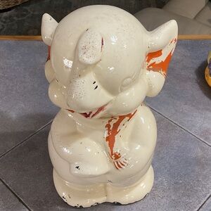 Charming Cream and Orange Elephant cookie jar